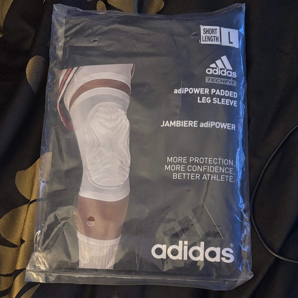 Adidas White adiPower Leg Sleeve. Wrestling knee pad